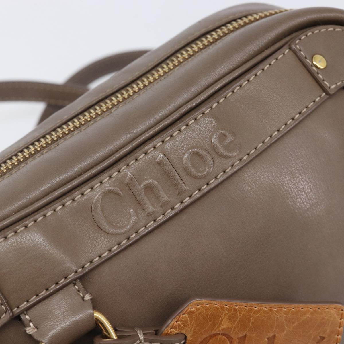 Chloe Eden Shoulder Bag Leather Beige Gold Tone Auth 204650A