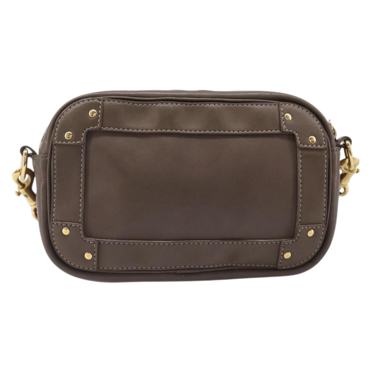 Chloe Eden Shoulder Bag Leather Beige Gold Tone Auth 204650A