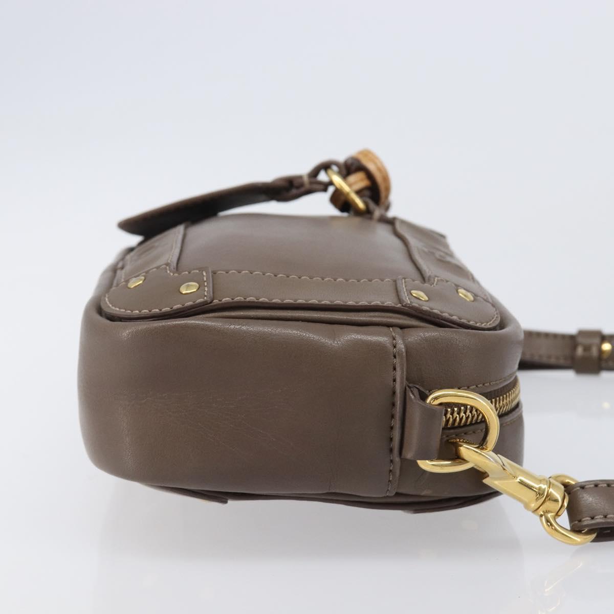 Chloe Eden Shoulder Bag Leather Beige Gold Tone Auth 204650A