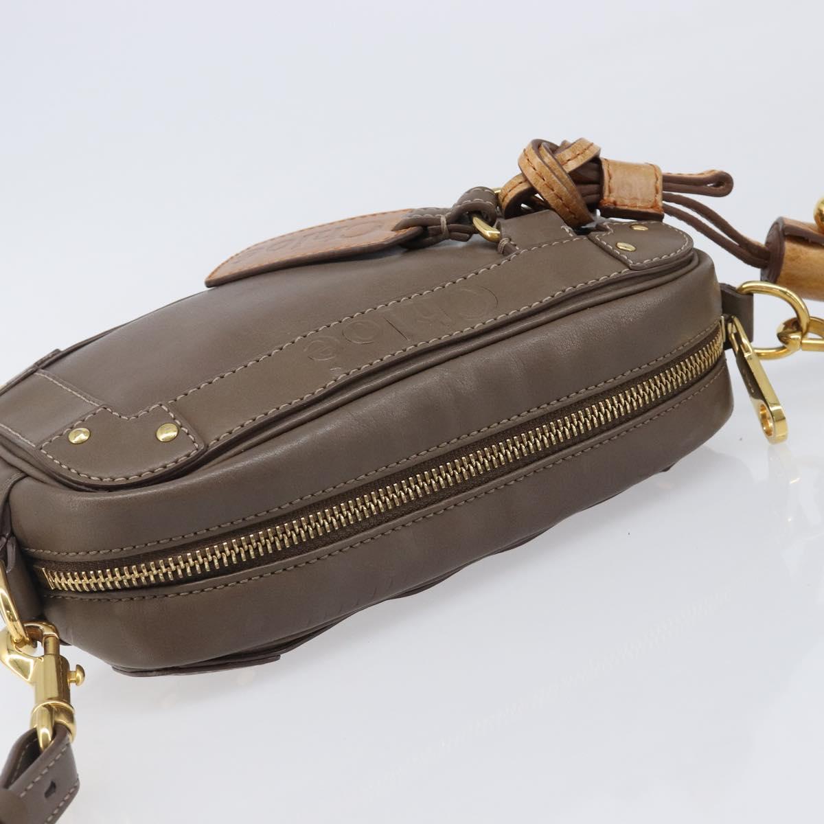 Chloe Eden Shoulder Bag Leather Beige Gold Tone Auth 204650A