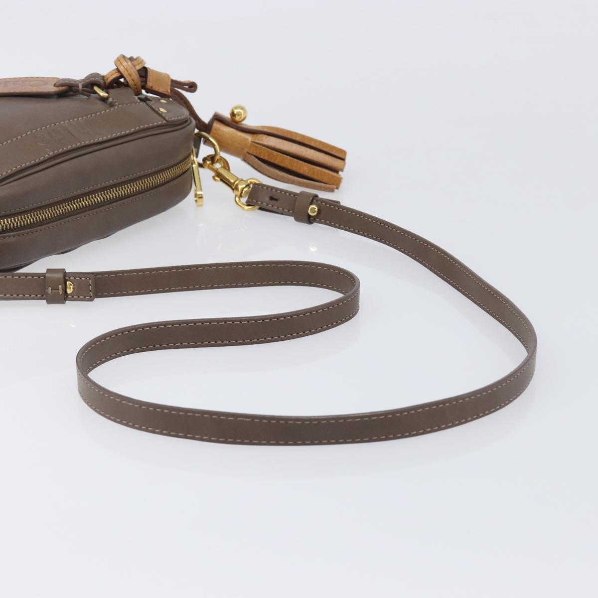Chloe Eden Shoulder Bag Leather Beige Gold Tone Auth 204650A