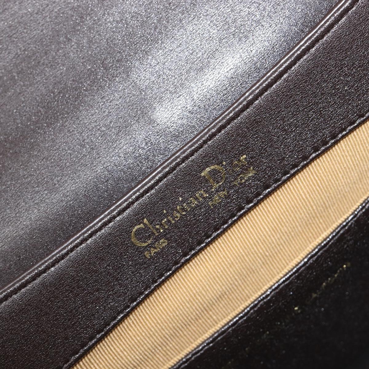 Christian Dior Shoulder Bag Calf Skin Brown Gold Tone Auth 204651A