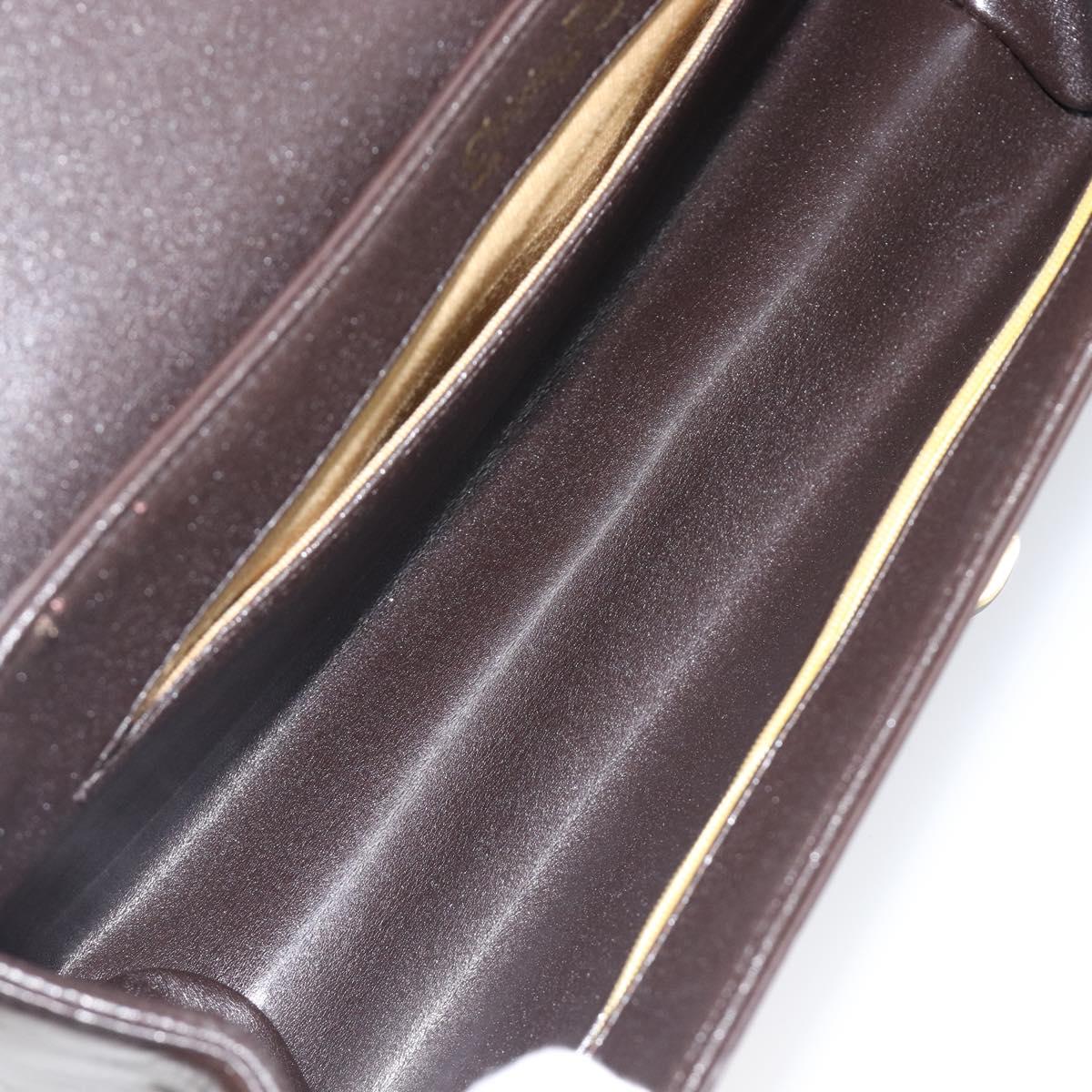 Christian Dior Shoulder Bag Calf Skin Brown Gold Tone Auth 204651A