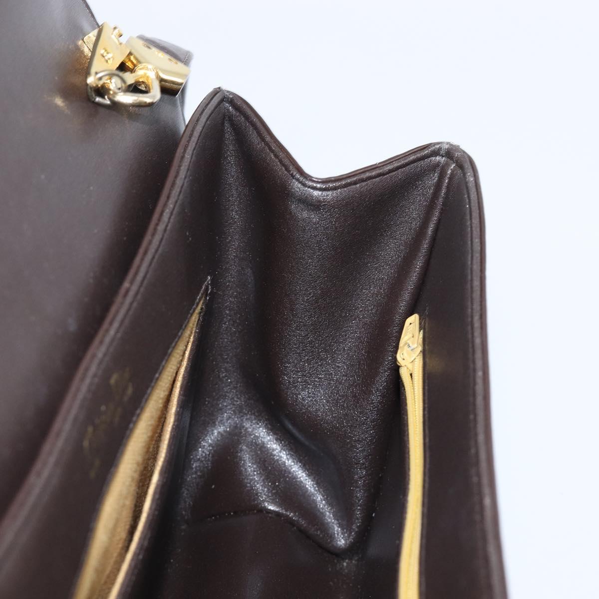 Christian Dior Shoulder Bag Calf Skin Brown Gold Tone Auth 204651A