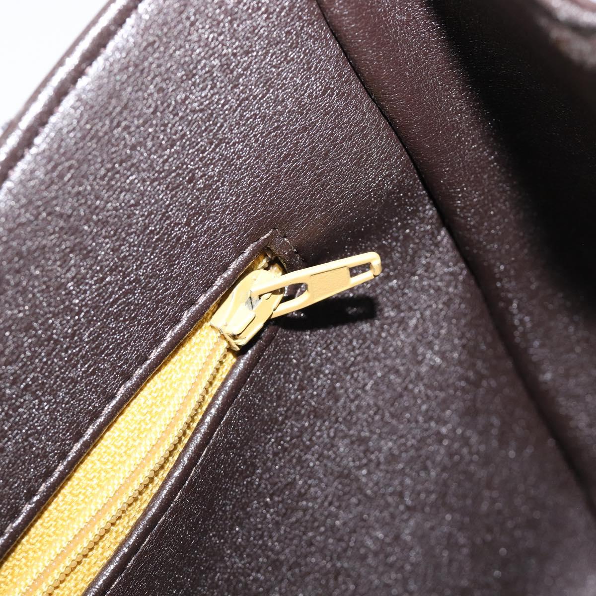 Christian Dior Shoulder Bag Calf Skin Brown Gold Tone Auth 204651A