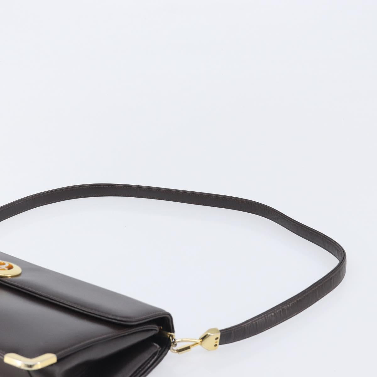 Christian Dior Shoulder Bag Calf Skin Brown Gold Tone Auth 204651A
