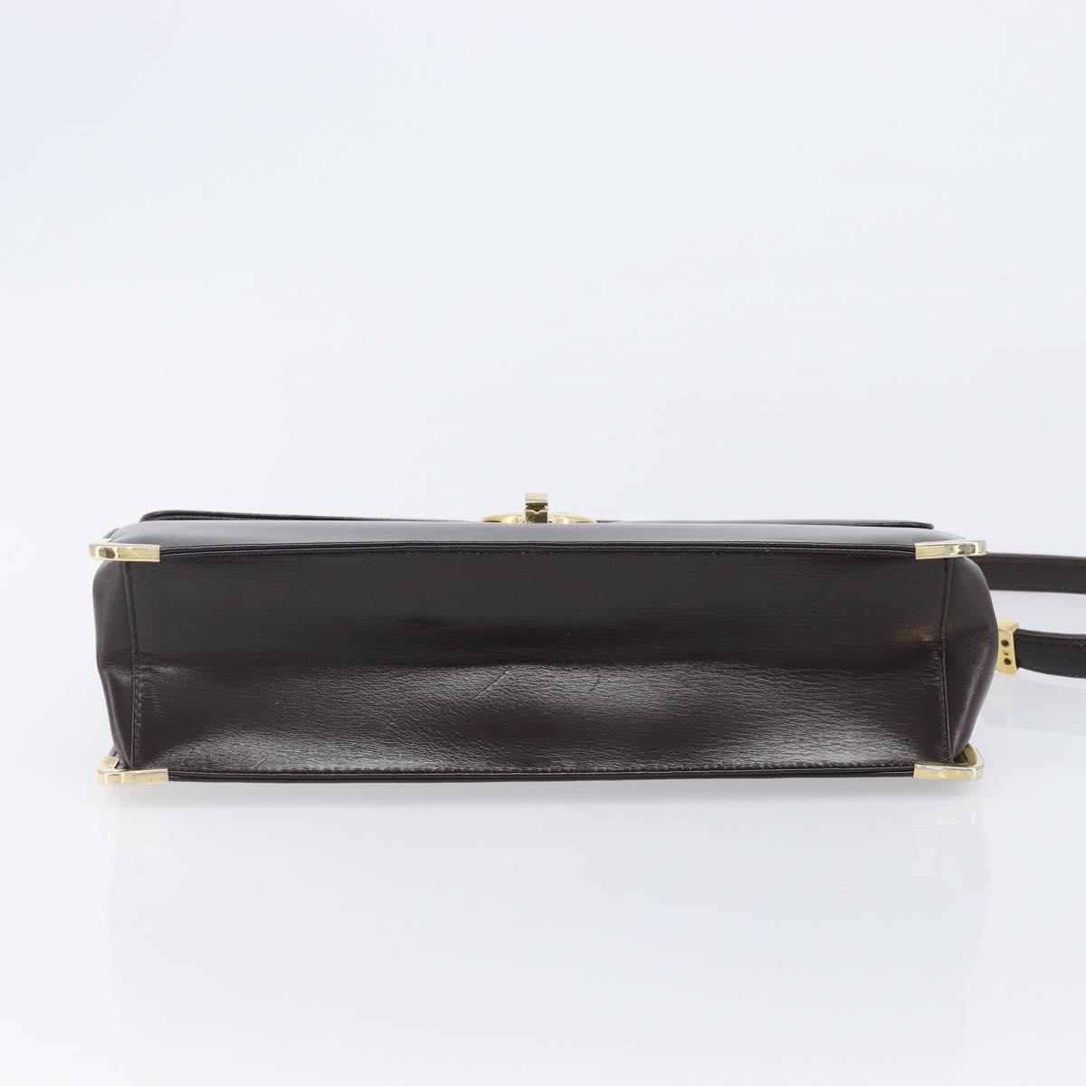 Christian Dior Shoulder Bag Calf Skin Brown Gold Tone Auth 204651A