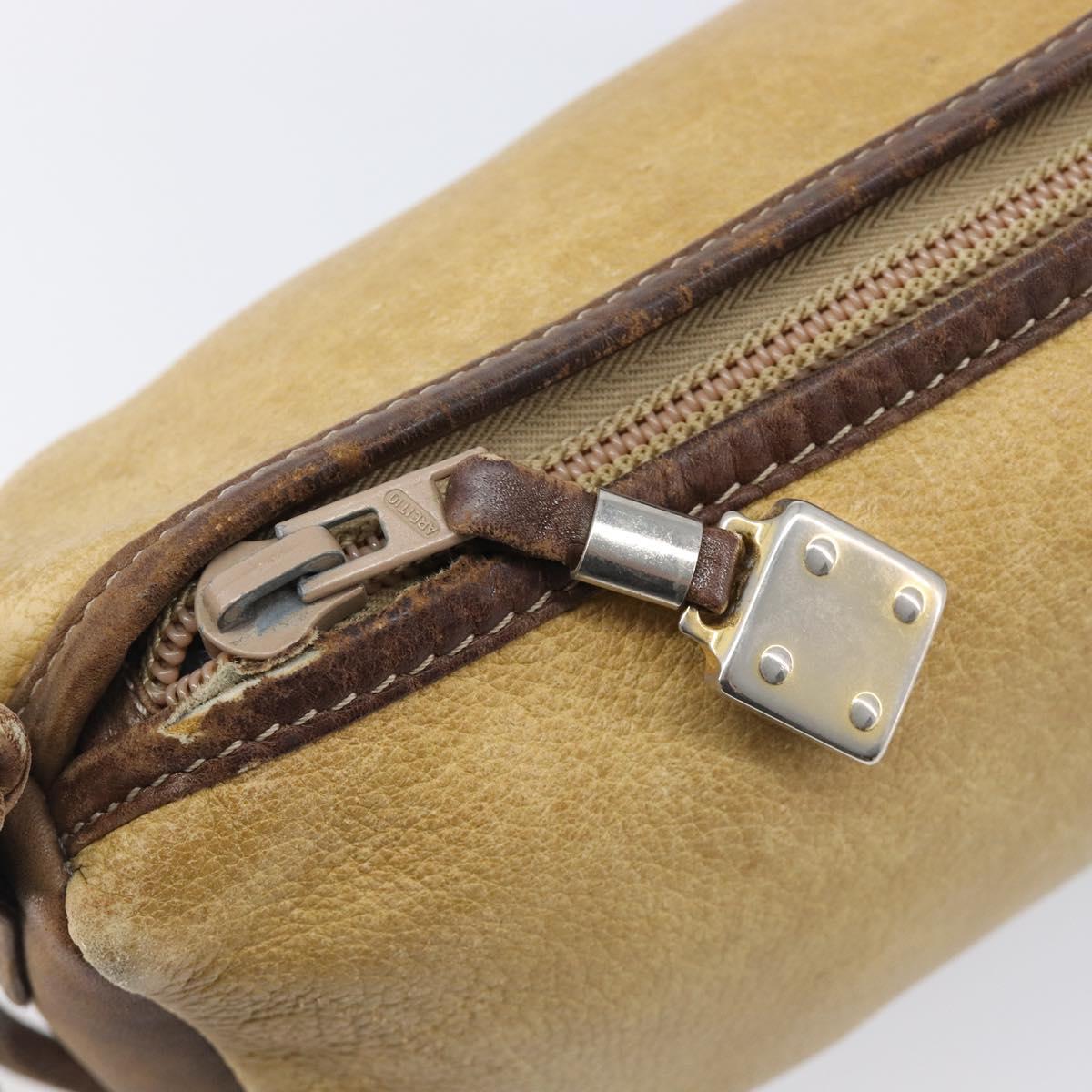 LOEWE Shoulder Bag Leather Beige Gold Tone Auth 204654