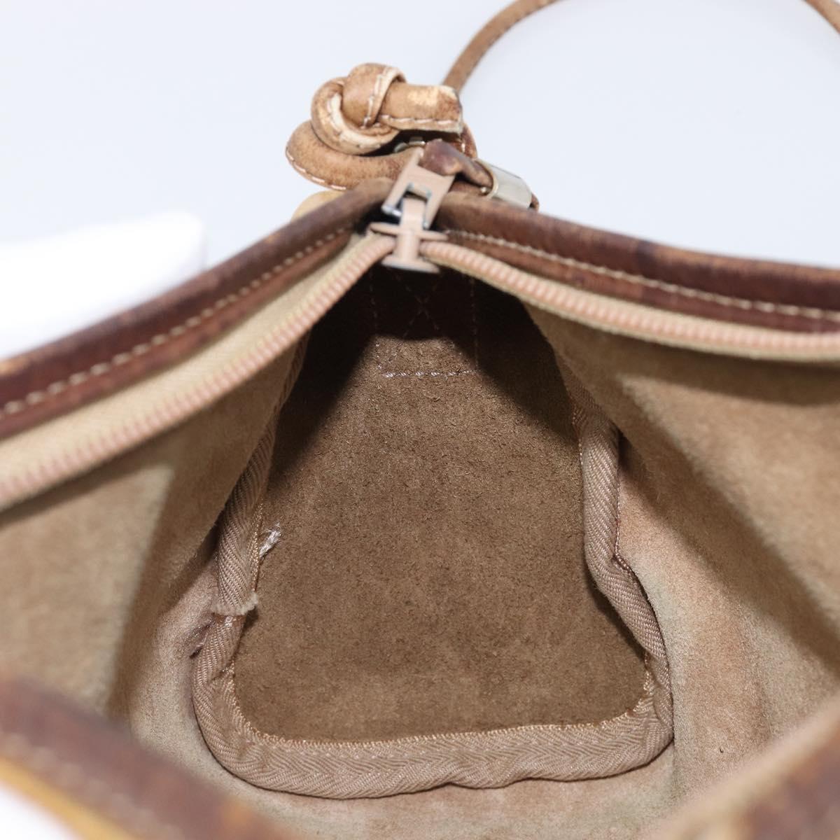 LOEWE Shoulder Bag Leather Beige Gold Tone Auth 204654