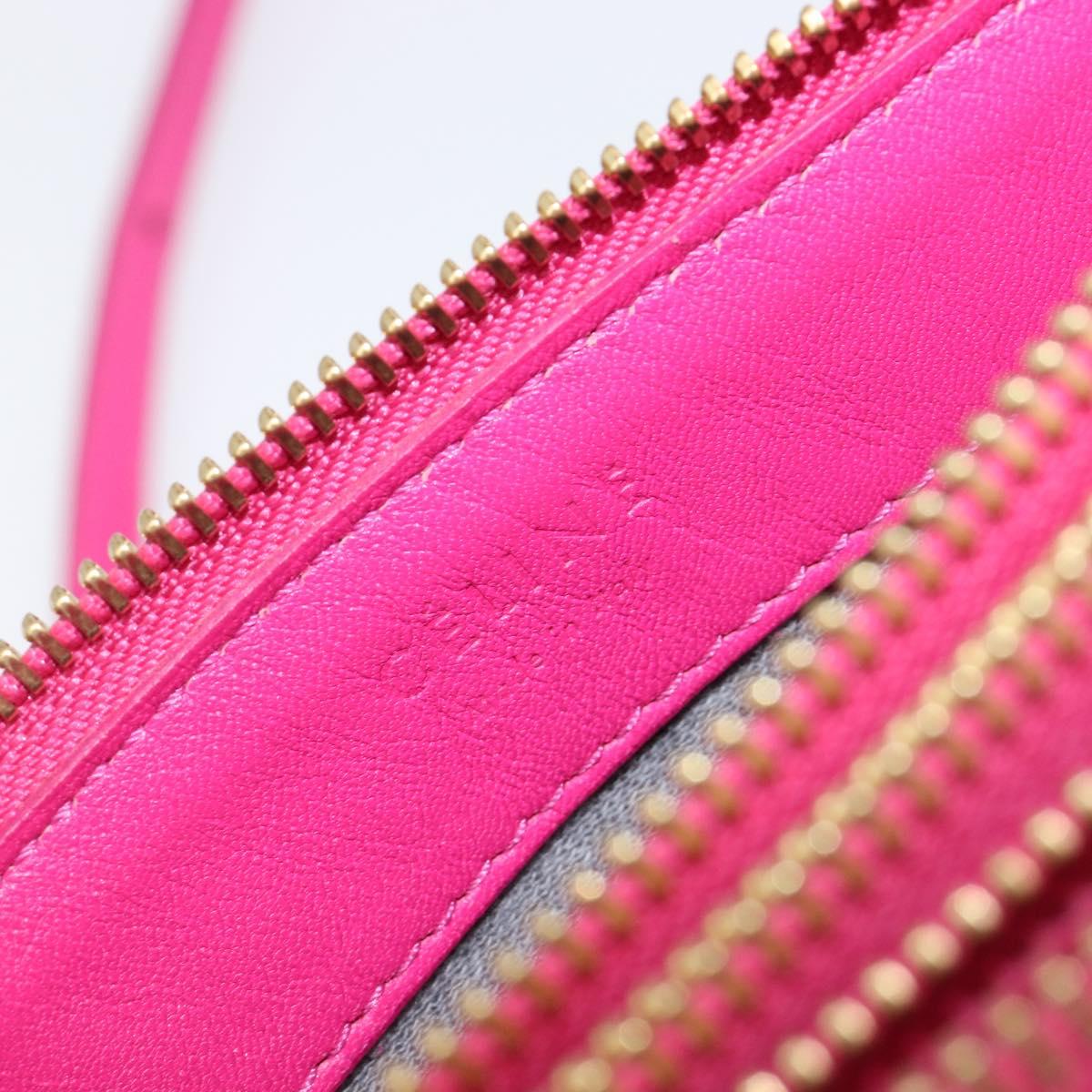CELINE Trio Shoulder Bag Leather Pink Gold Tone Auth 204655A