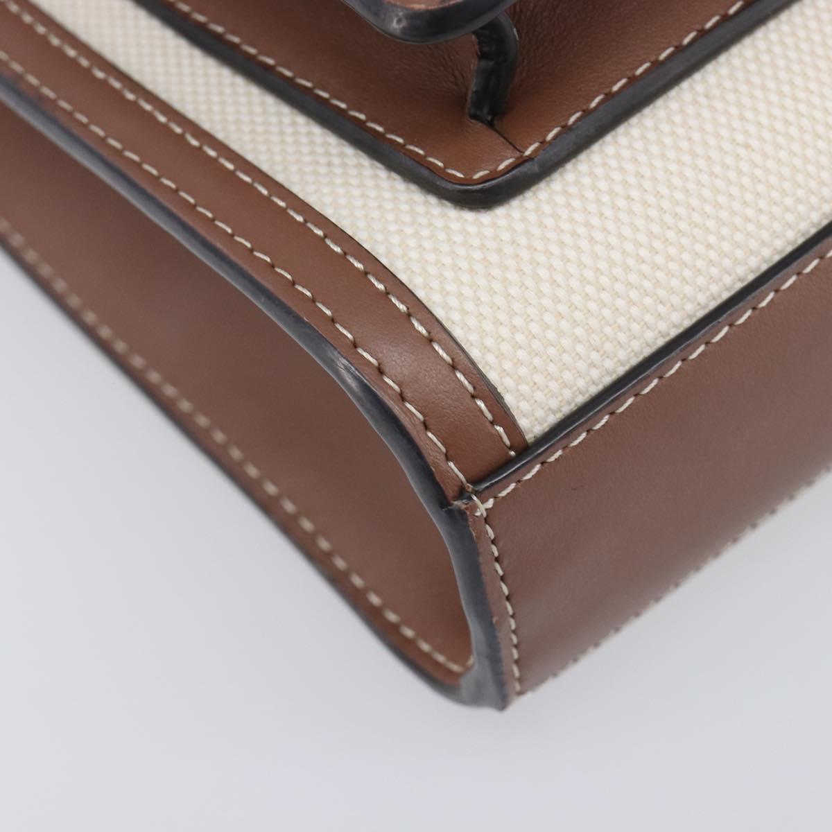 BURBERRY Hand Bag Canvas 2way Beige Gold Auth 204656V