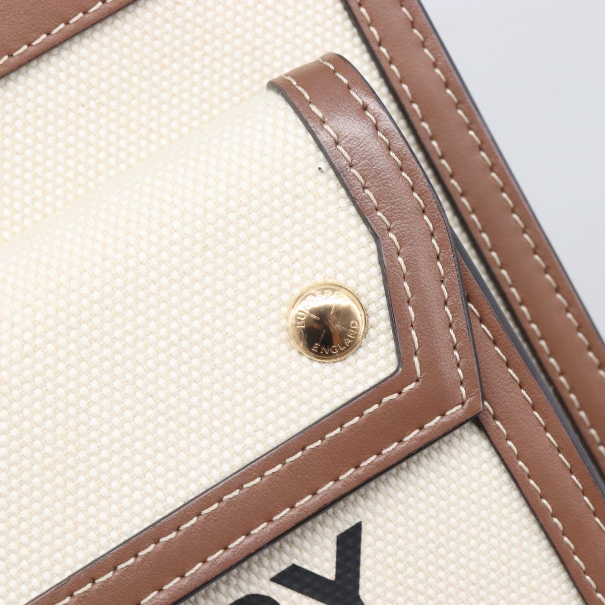 BURBERRY Hand Bag Canvas 2way Beige Gold Auth 204656V