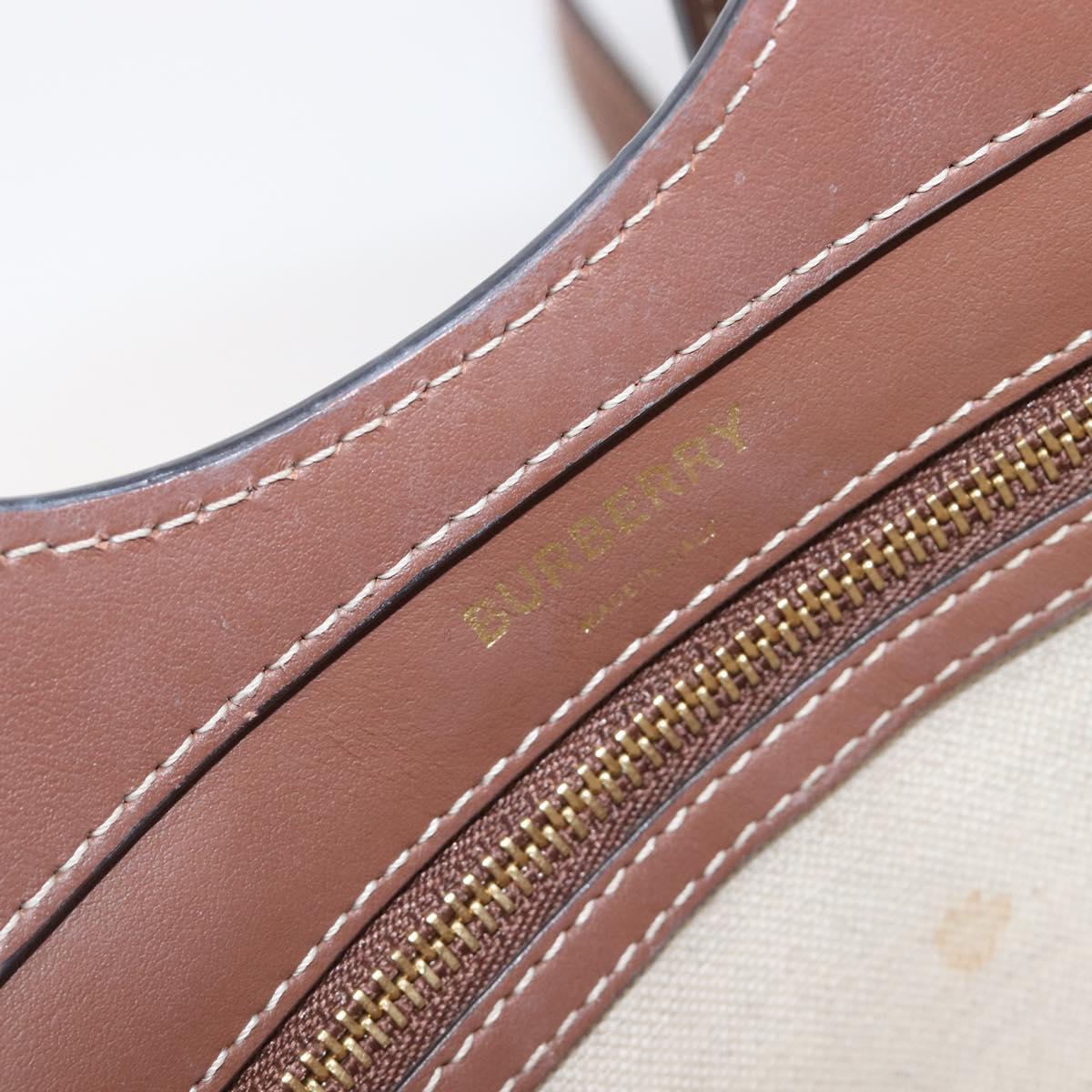 BURBERRY Hand Bag Canvas 2way Beige Gold Auth 204656V