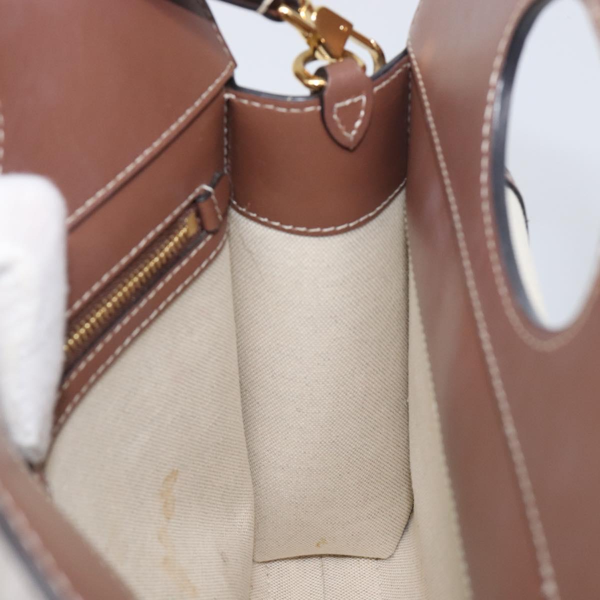 BURBERRY Hand Bag Canvas 2way Beige Gold Auth 204656V