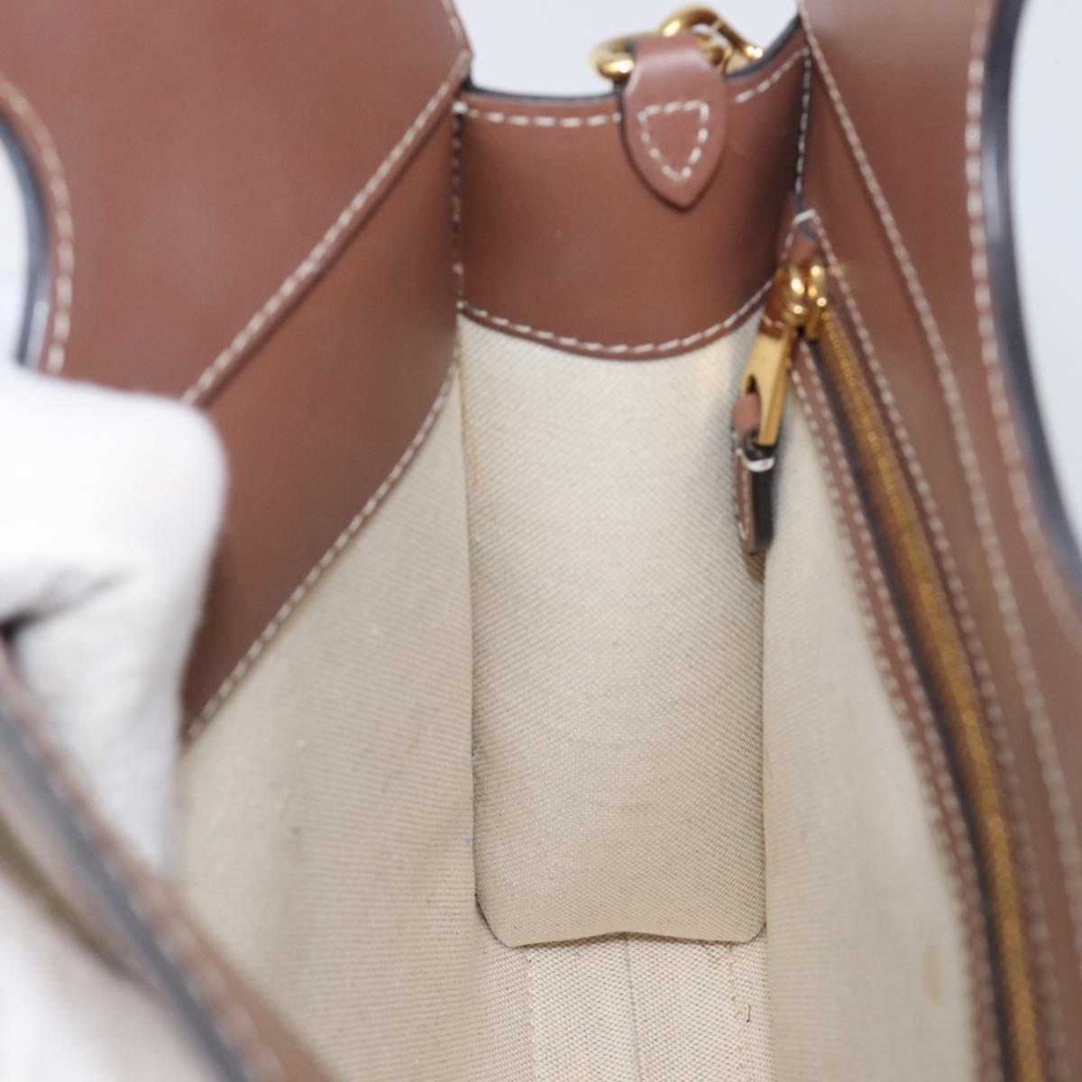 BURBERRY Hand Bag Canvas 2way Beige Gold Auth 204656V