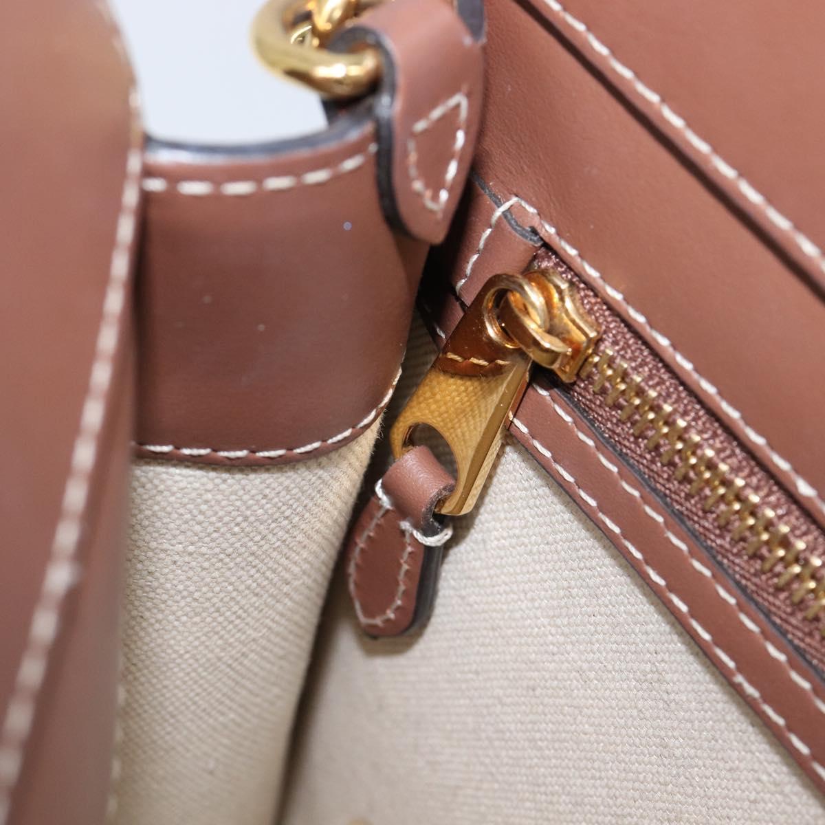 BURBERRY Hand Bag Canvas 2way Beige Gold Auth 204656V