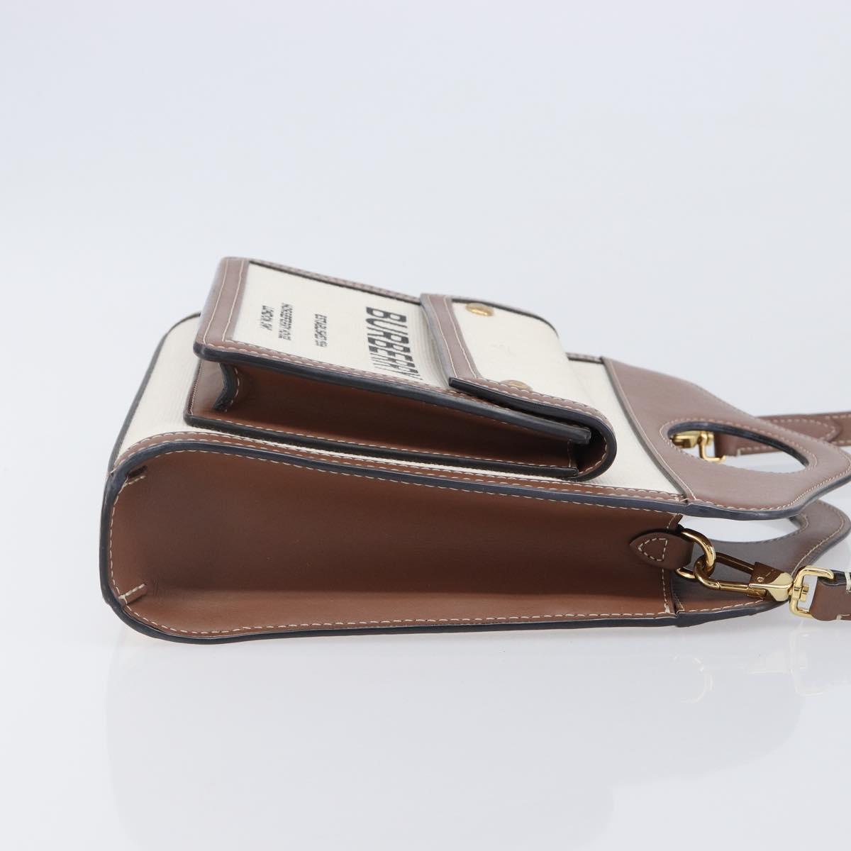BURBERRY Hand Bag Canvas 2way Beige Gold Auth 204656V