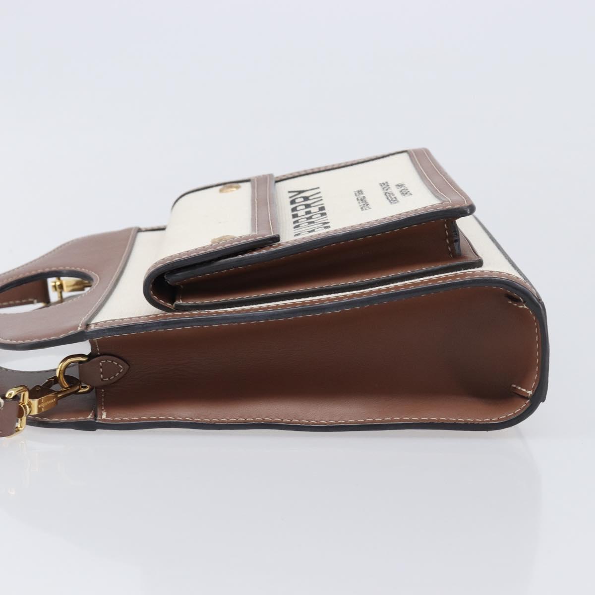 BURBERRY Hand Bag Canvas 2way Beige Gold Auth 204656V