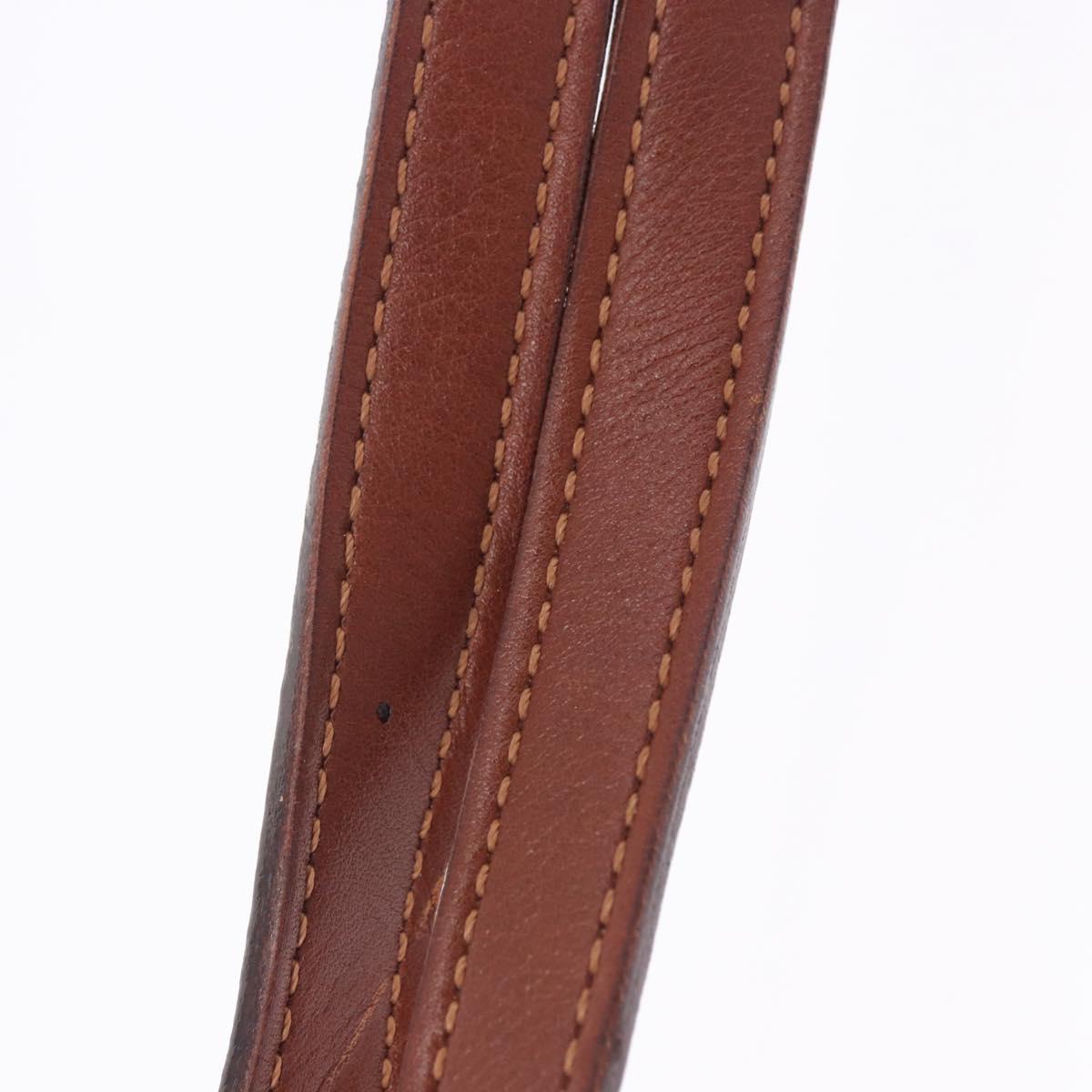 CELINE Shoulder Bag Leather Brown Gold Tone Auth 204658