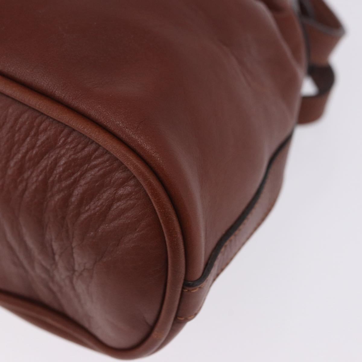 CELINE Shoulder Bag Leather Brown Gold Tone Auth 204658
