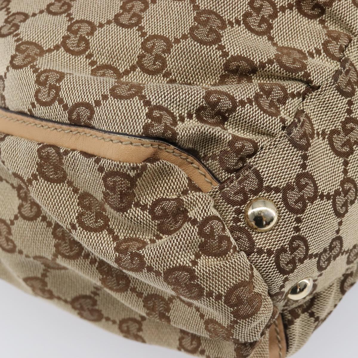 GUCCI GG Canvas Abbey Tote Bag Beige Gold Tone 189831 Auth 204659V