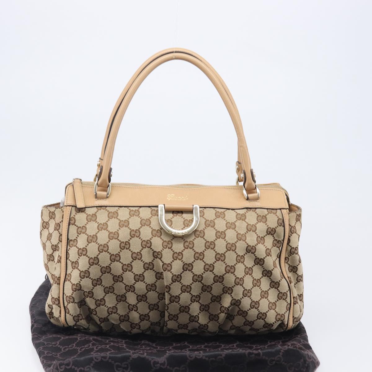 GUCCI GG Canvas Abbey Tote Bag Beige Gold Tone 189831 Auth 204659V