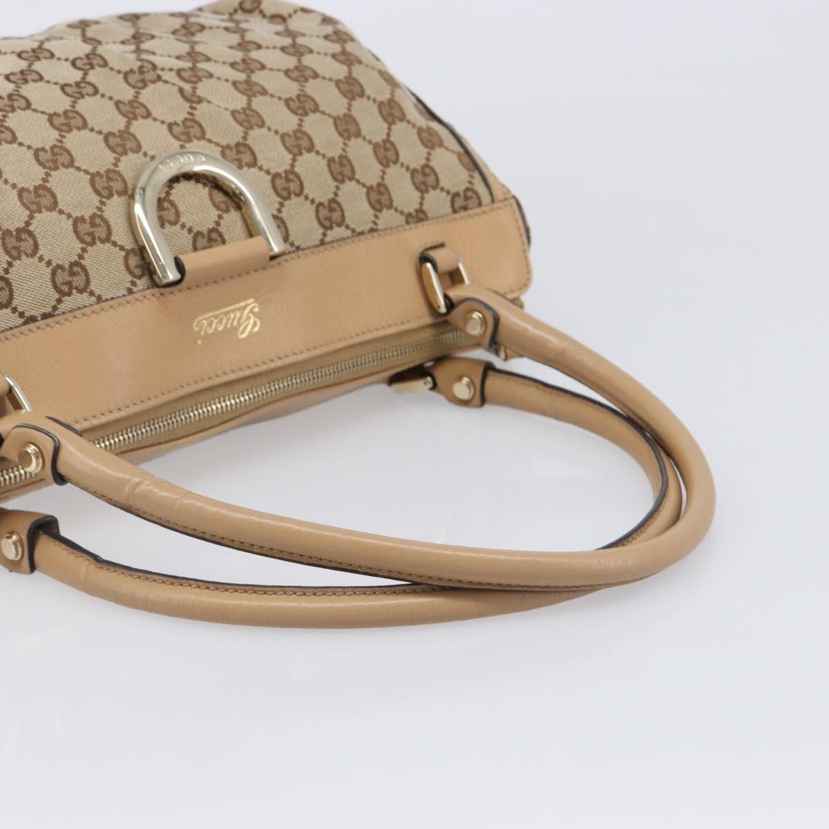 GUCCI GG Canvas Abbey Tote Bag Beige Gold Tone 189831 Auth 204659V