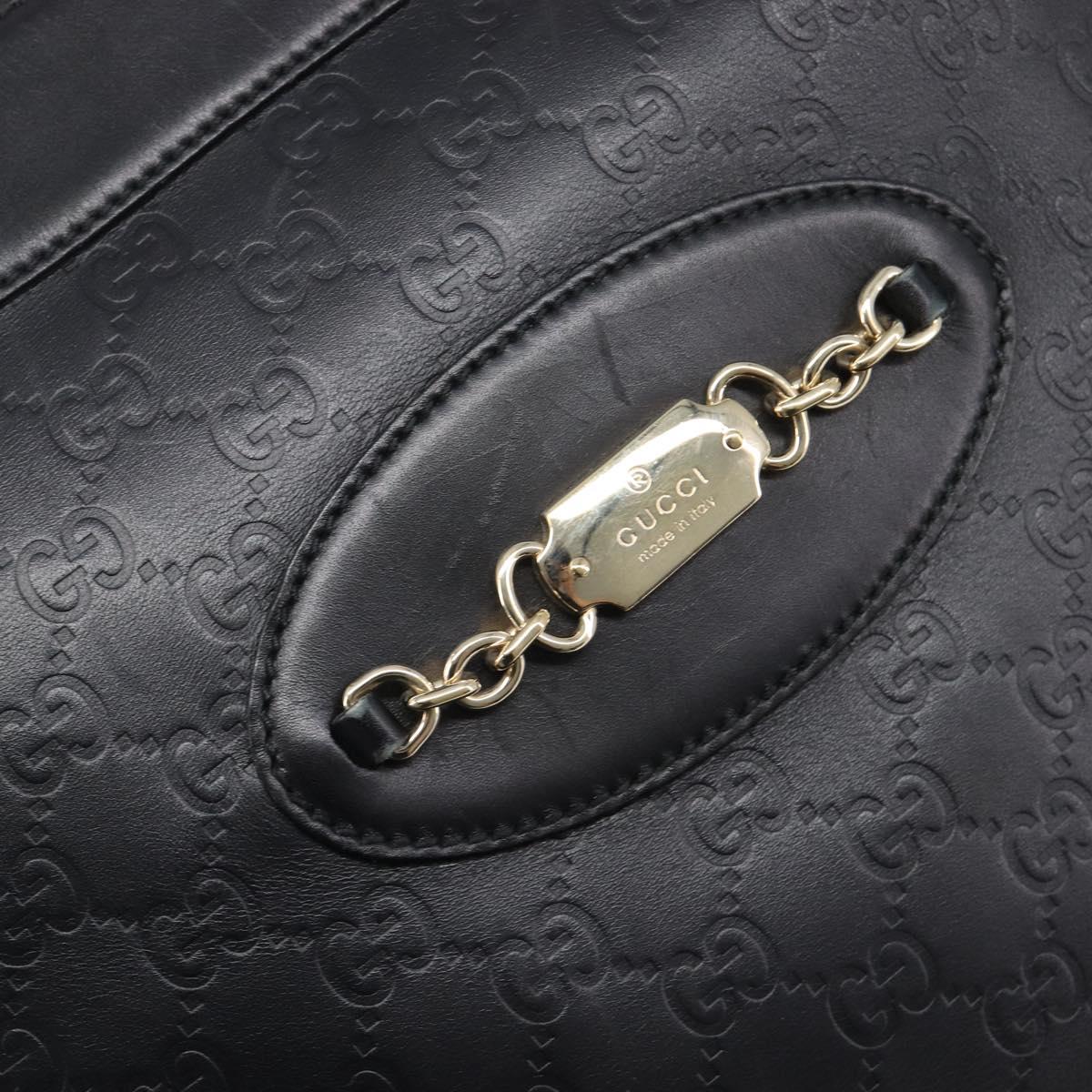 GUCCI GuccissimaGG Tote Bag Leather Black Gold Tone 145984 Auth 204661V