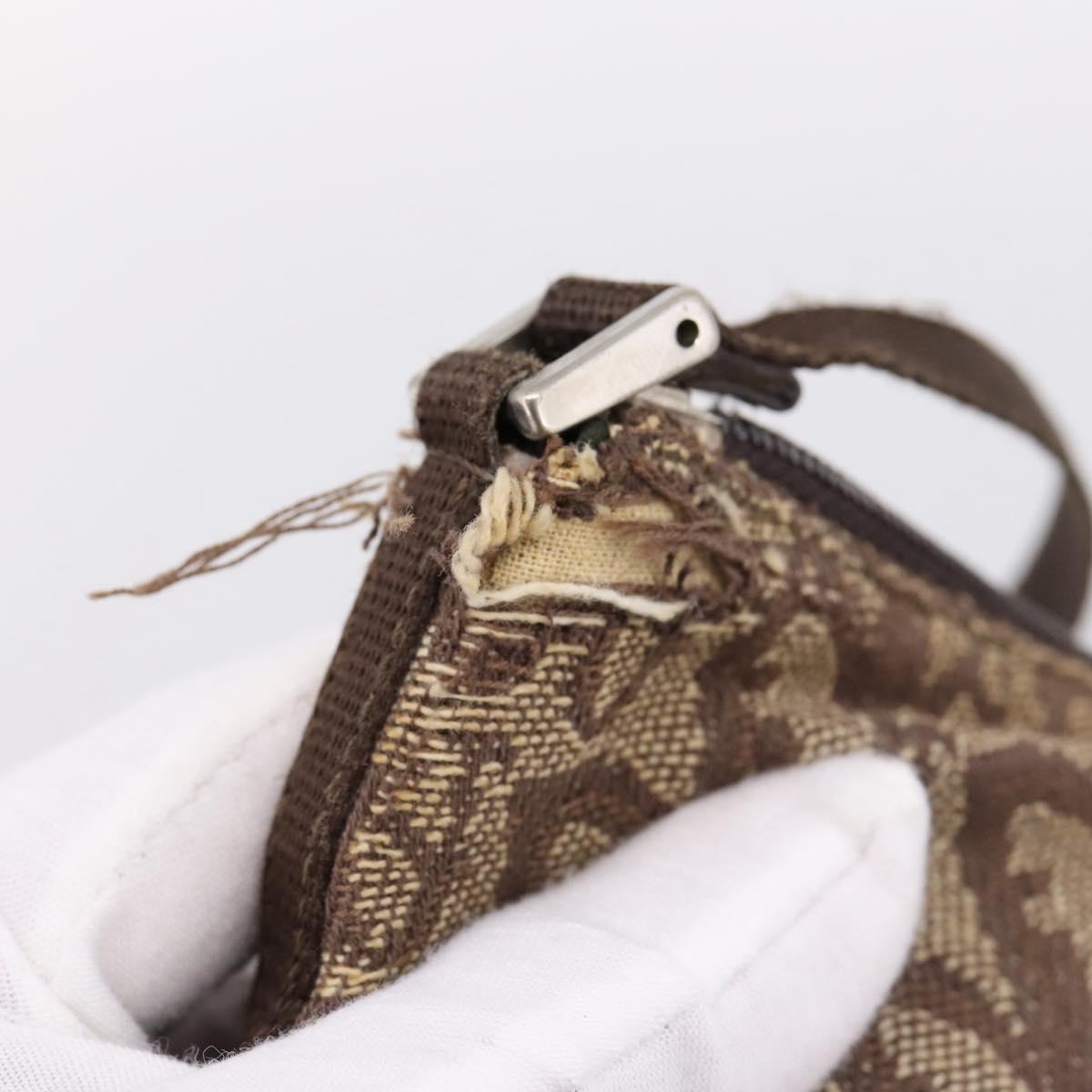 Christian Dior Trotter Canvas Accessory Pouch Beige Silver Auth 204663