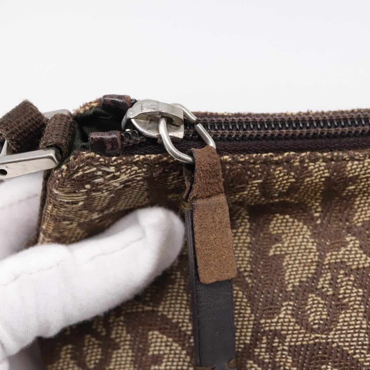 Christian Dior Trotter Canvas Accessory Pouch Beige Silver Auth 204663