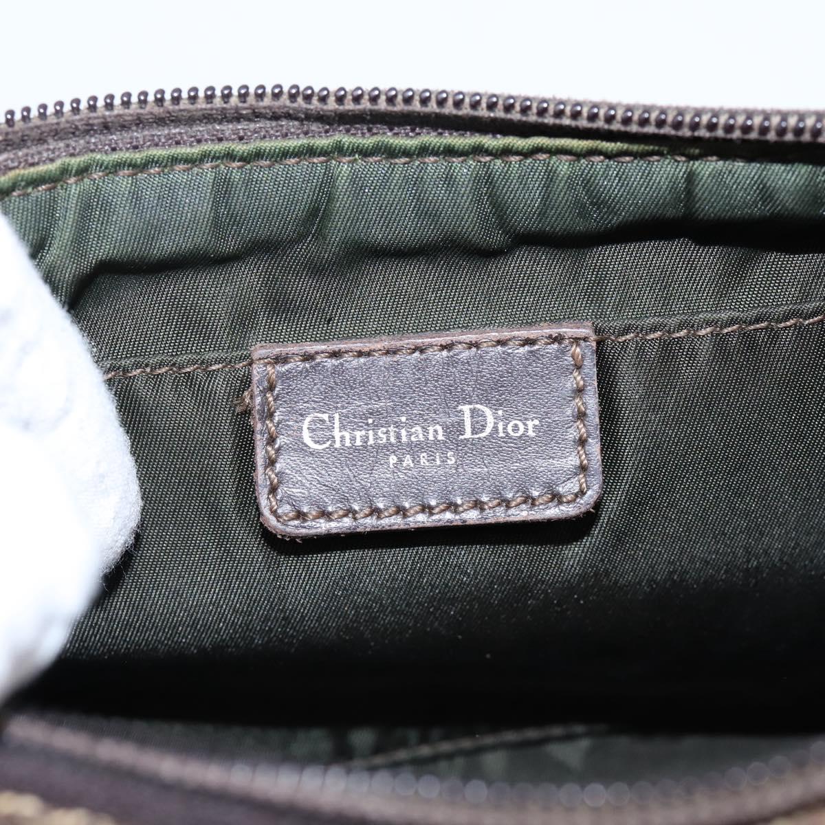 Christian Dior Trotter Canvas Accessory Pouch Beige Silver Auth 204663