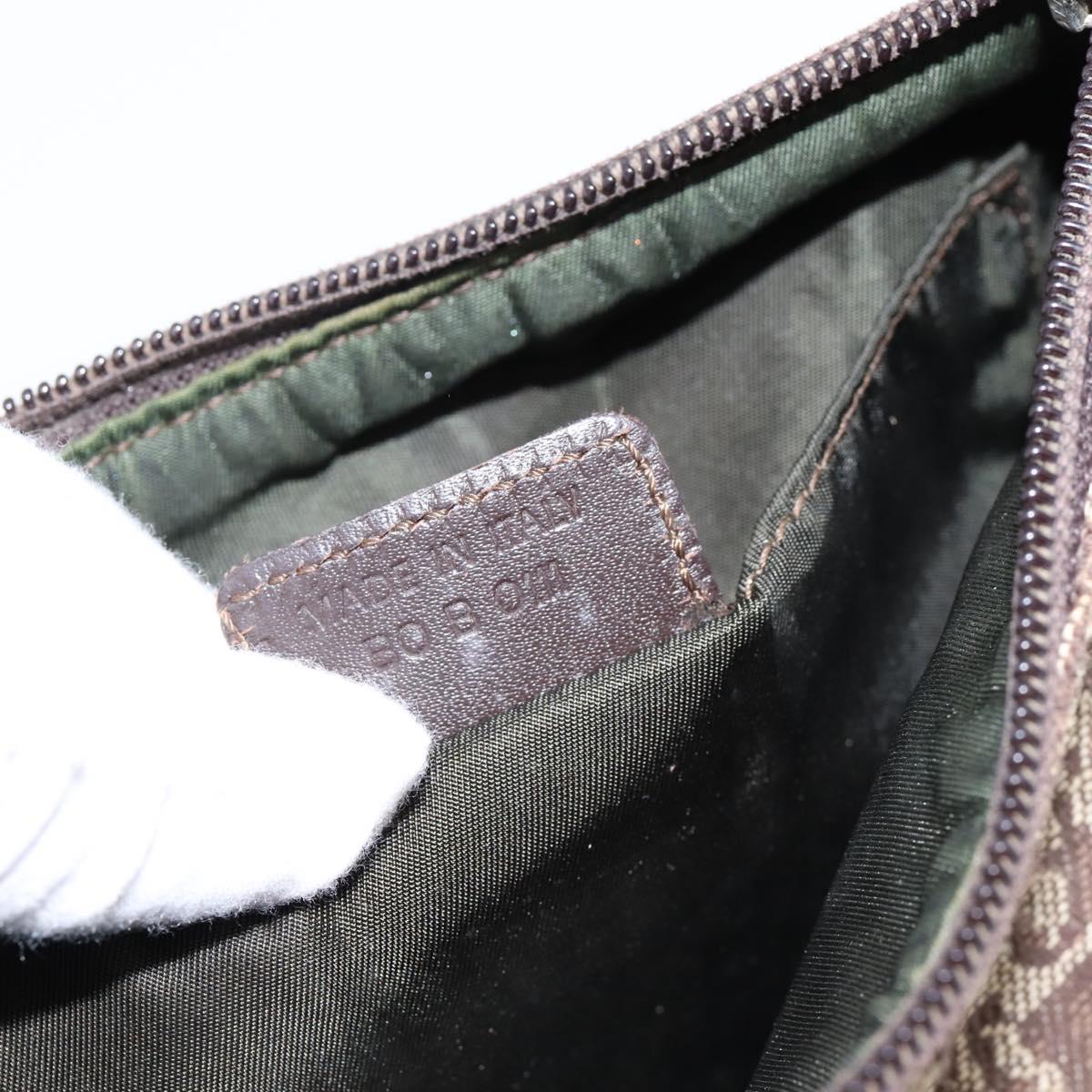 Christian Dior Trotter Canvas Accessory Pouch Beige Silver Auth 204663