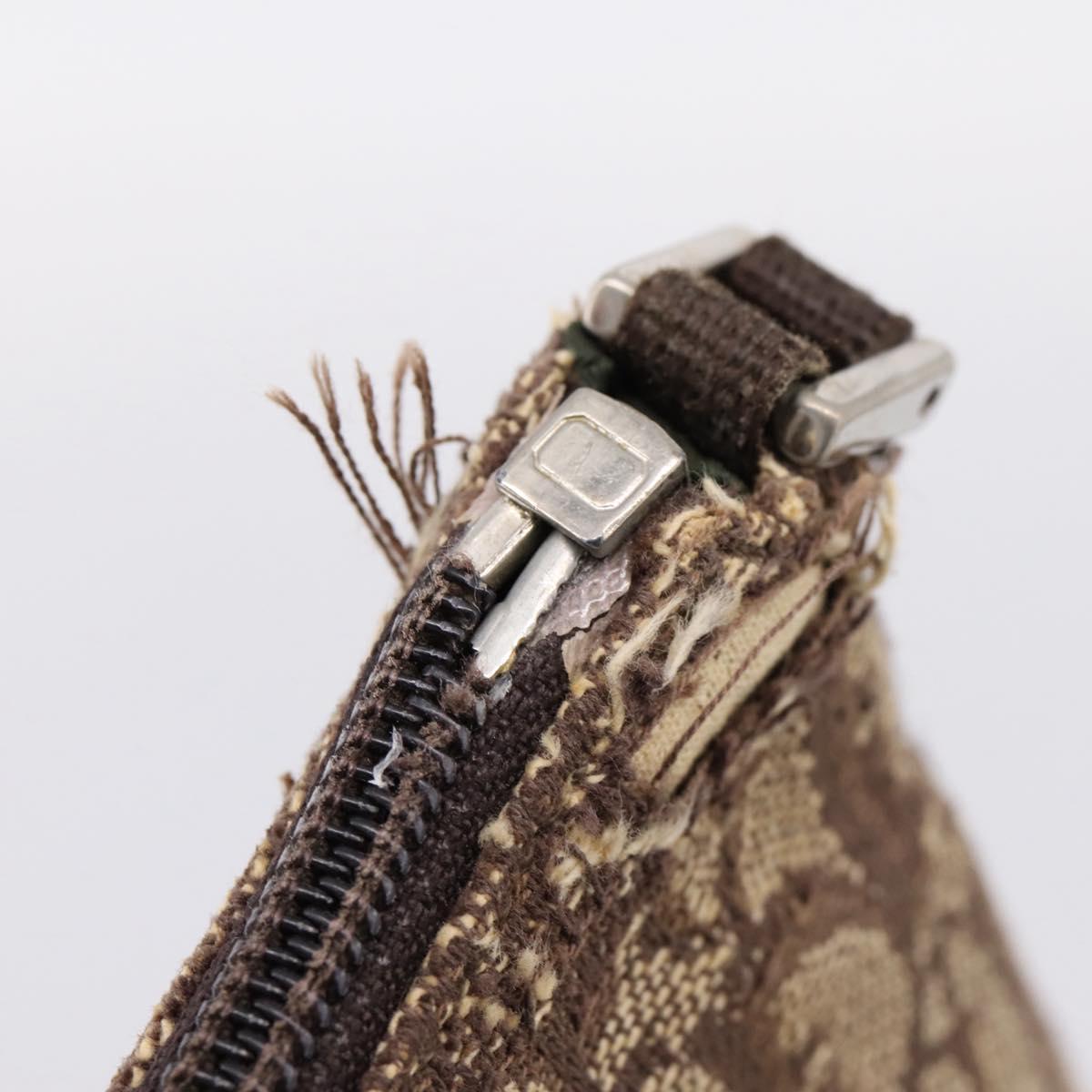 Christian Dior Trotter Canvas Accessory Pouch Beige Silver Auth 204663