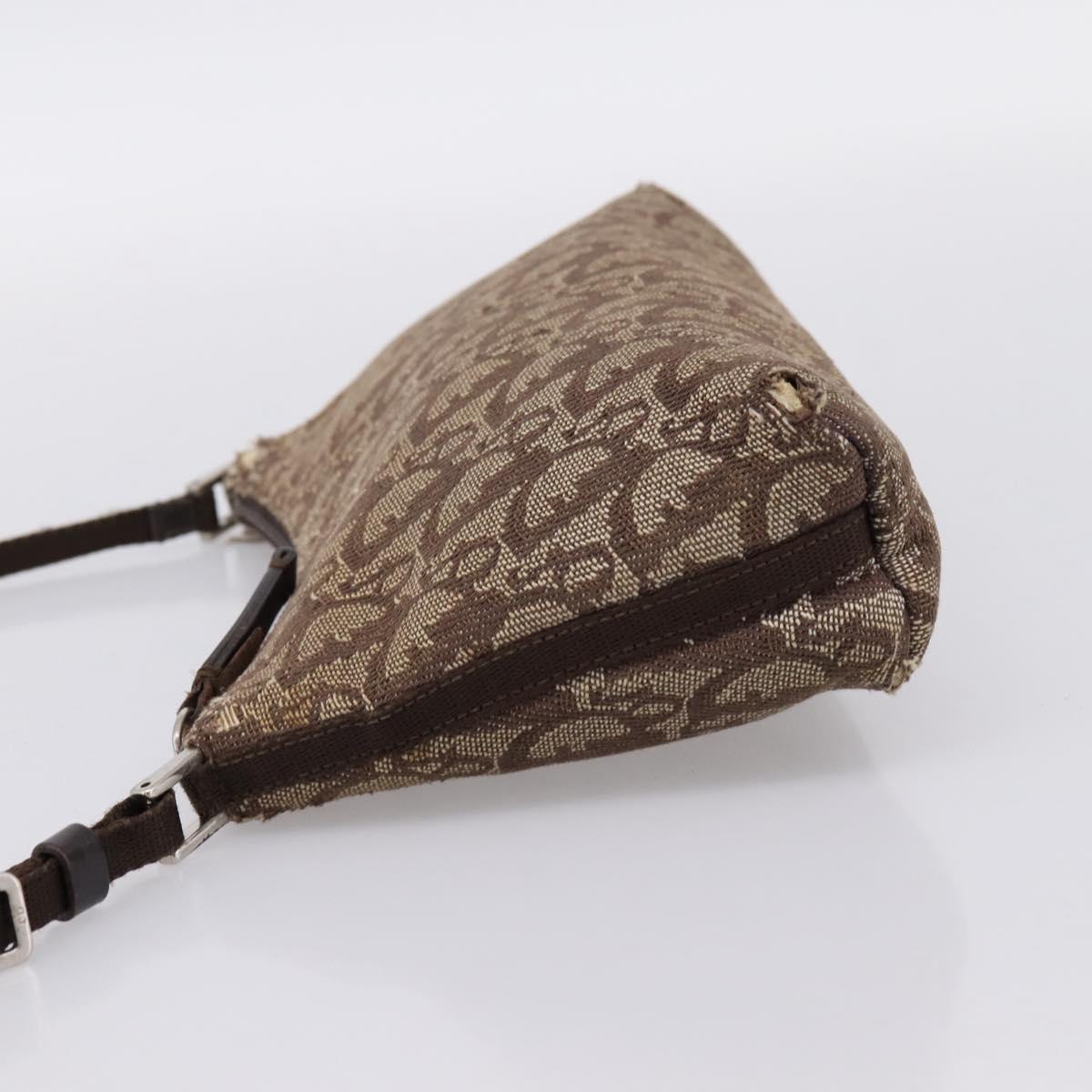 Christian Dior Trotter Canvas Accessory Pouch Beige Silver Auth 204663