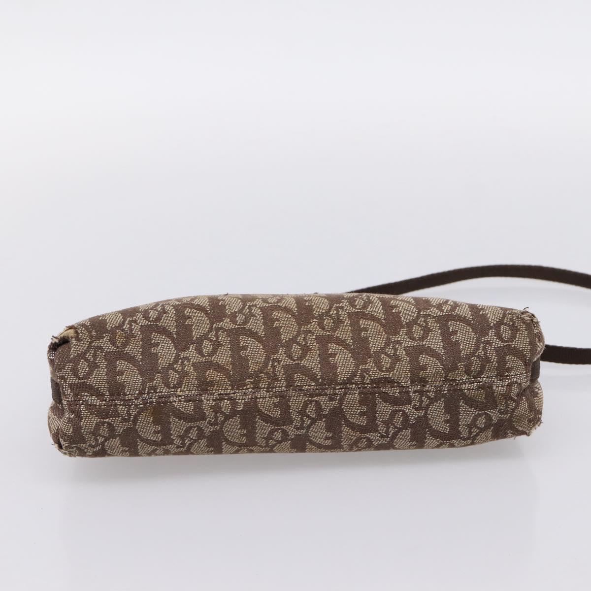 Christian Dior Trotter Canvas Accessory Pouch Beige Silver Auth 204663