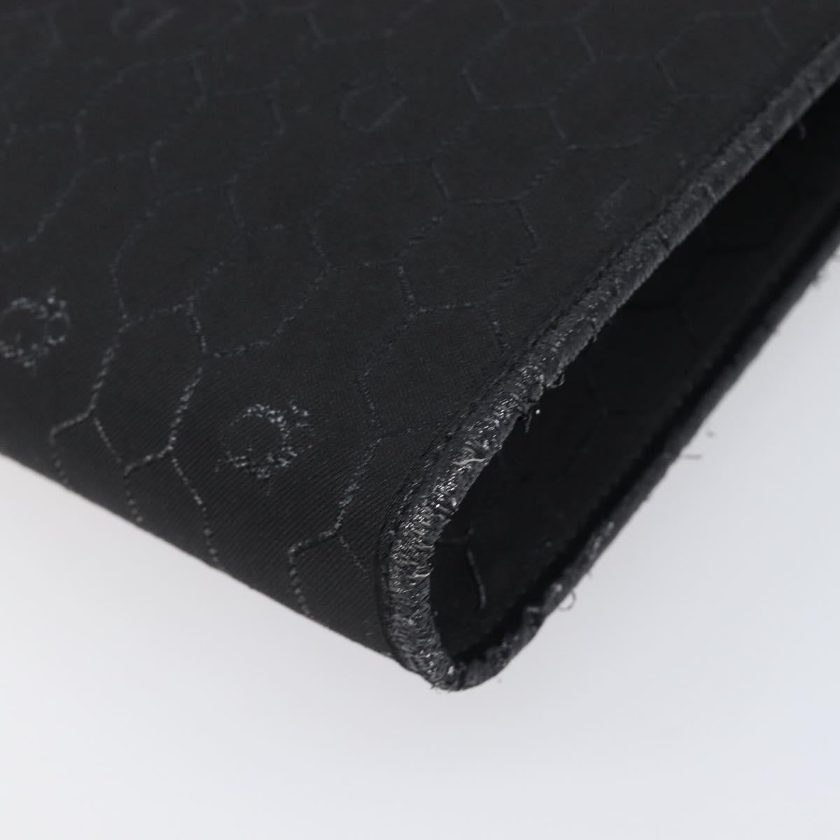 Christian Dior Honeycomb Canvas Chain Shoulder Bag Black Gold Tone Auth 204664A