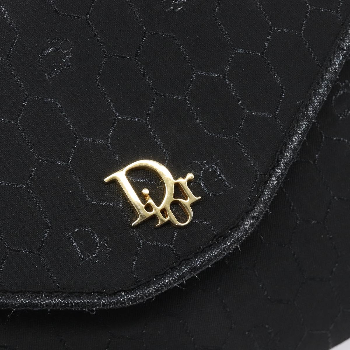 Christian Dior Honeycomb Canvas Chain Shoulder Bag Black Gold Tone Auth 204664A