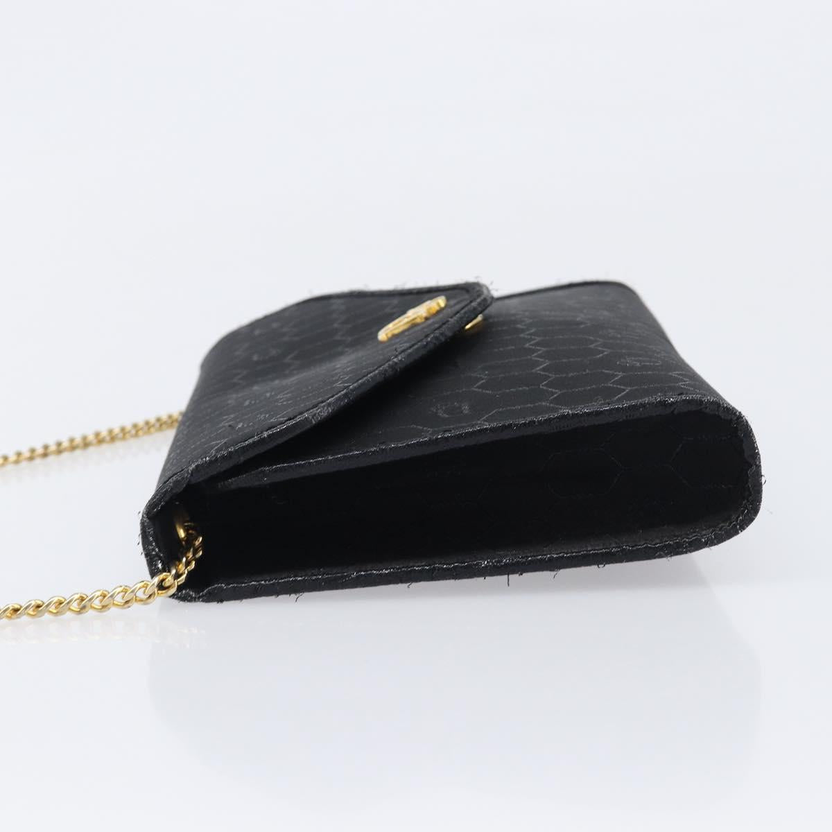 Christian Dior Honeycomb Canvas Chain Shoulder Bag Black Gold Tone Auth 204664A