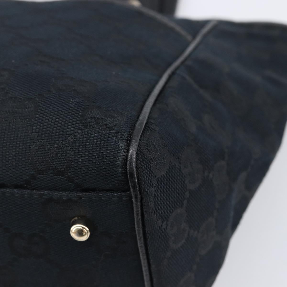 GUCCI GG Canvas Hand Bag Black Gold Tone 145810 Auth 204666V