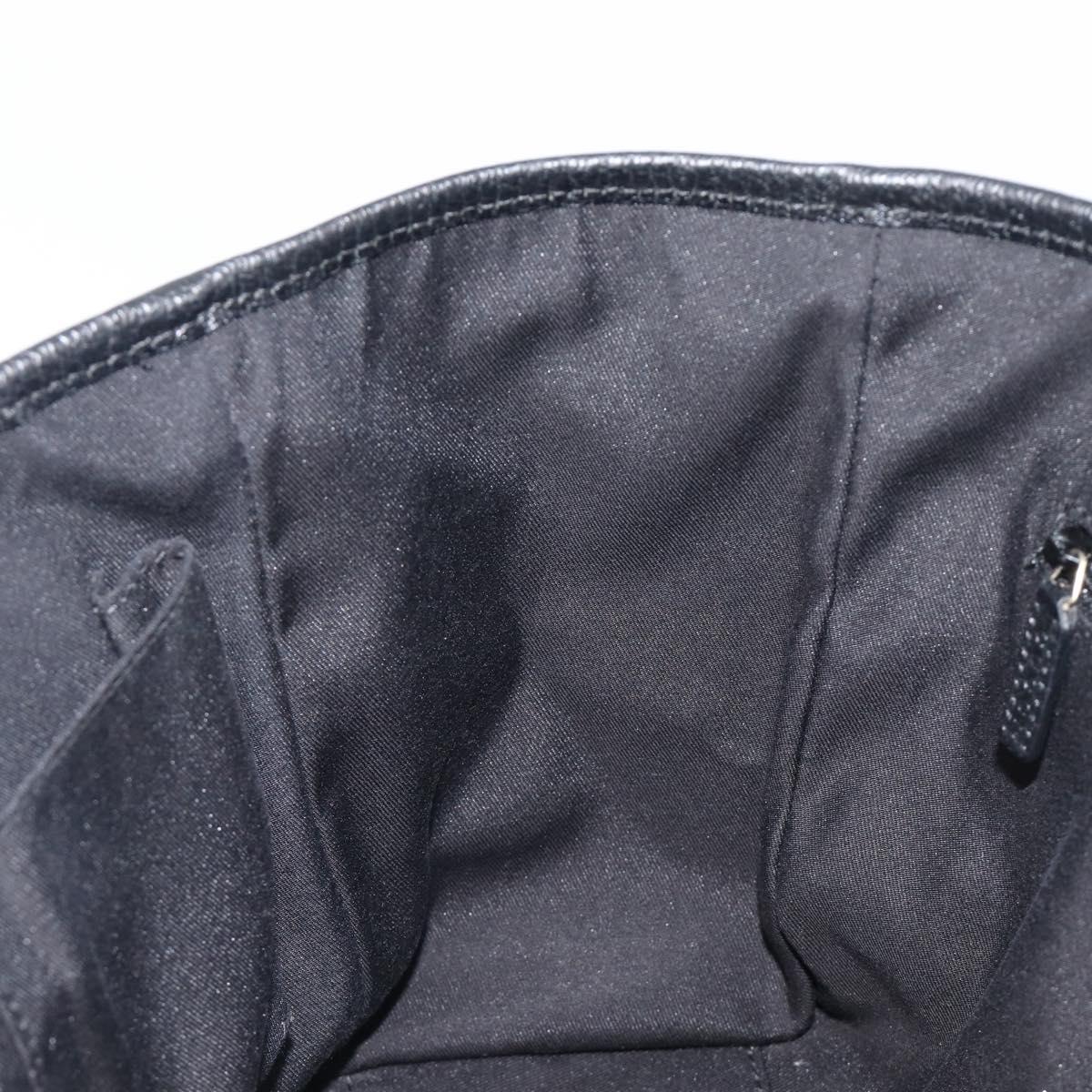 GUCCI GG Canvas Hand Bag Black Gold Tone 145810 Auth 204666V
