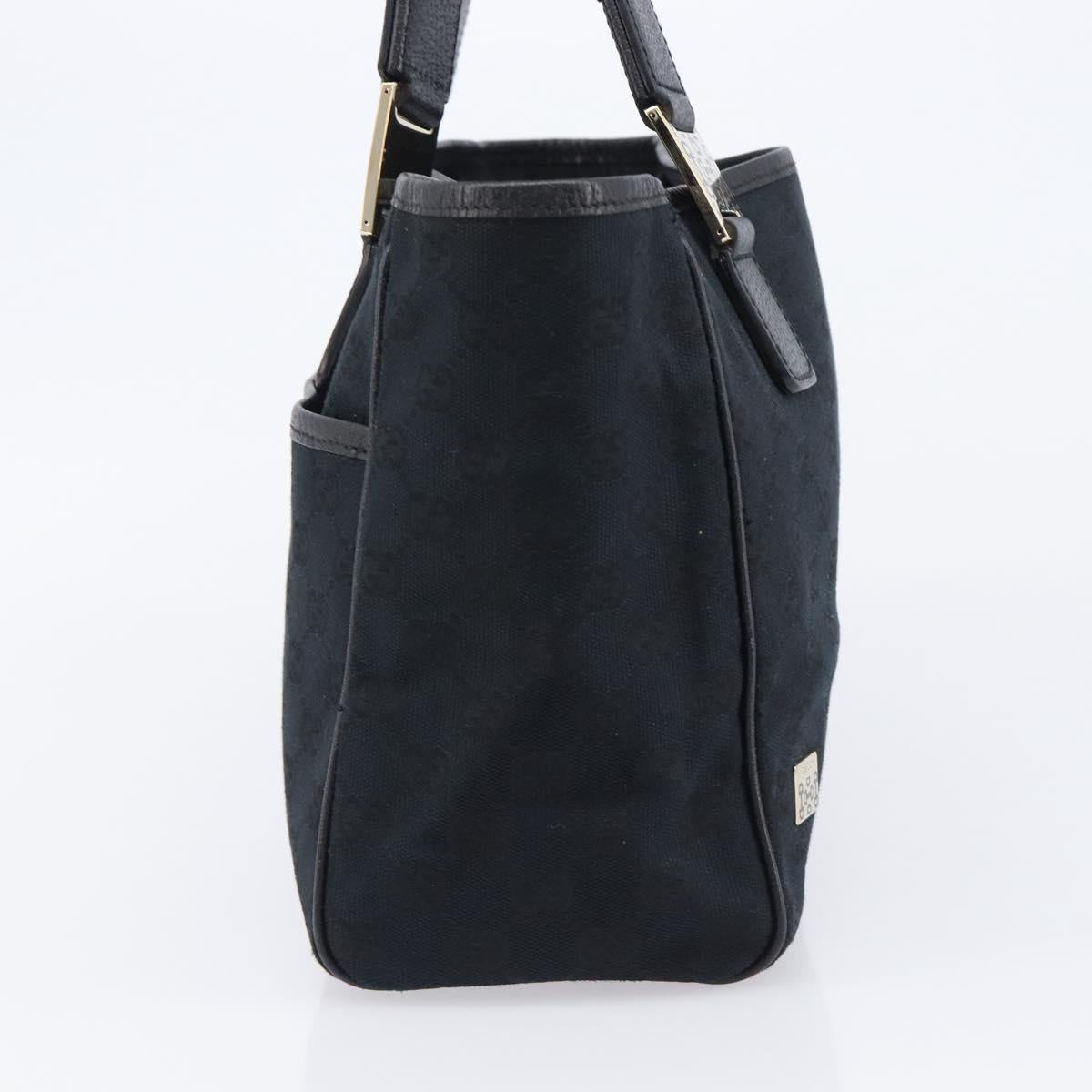 GUCCI GG Canvas Hand Bag Black Gold Tone 145810 Auth 204666V