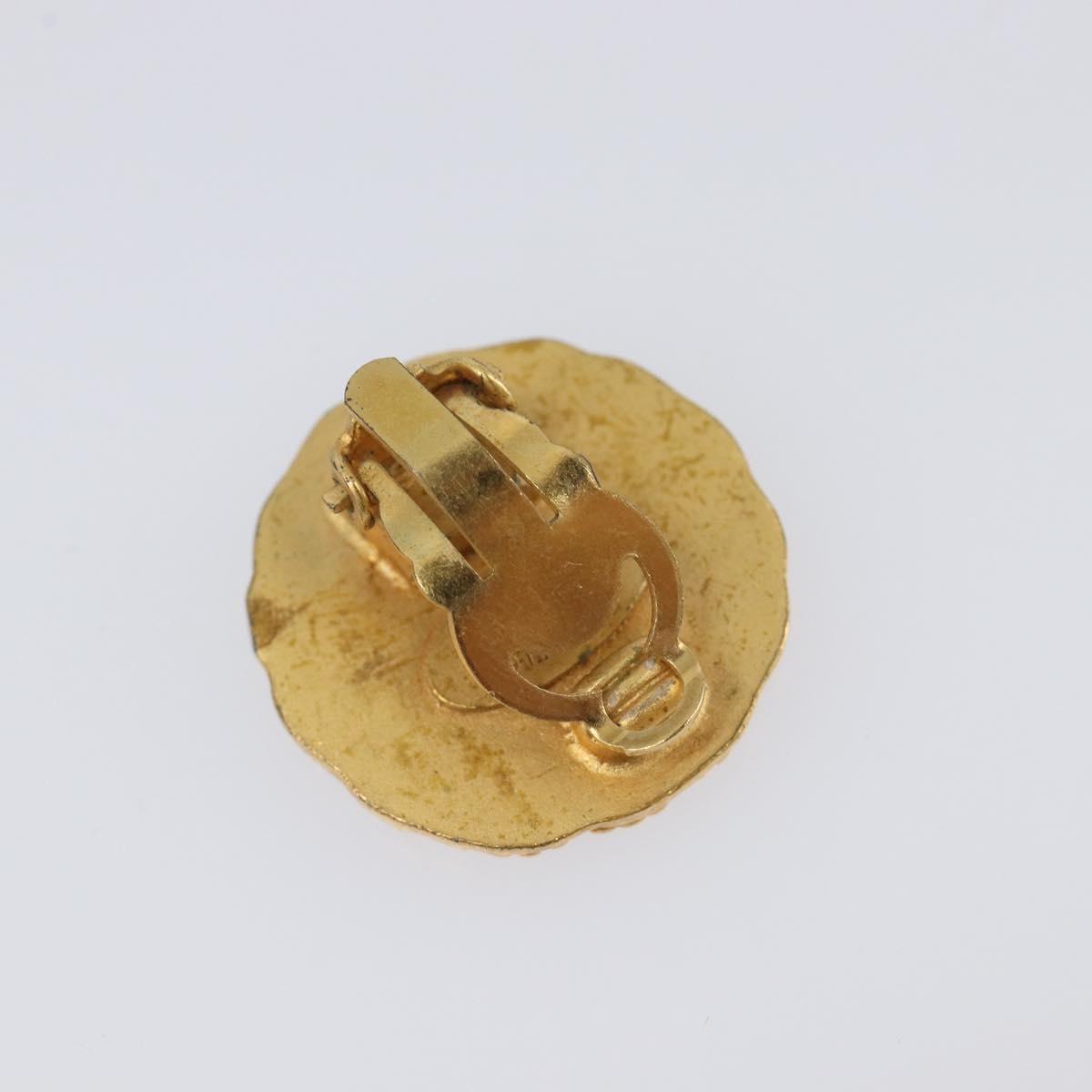 CHANEL Earring Metal Gold Tone CC Auth 204667V