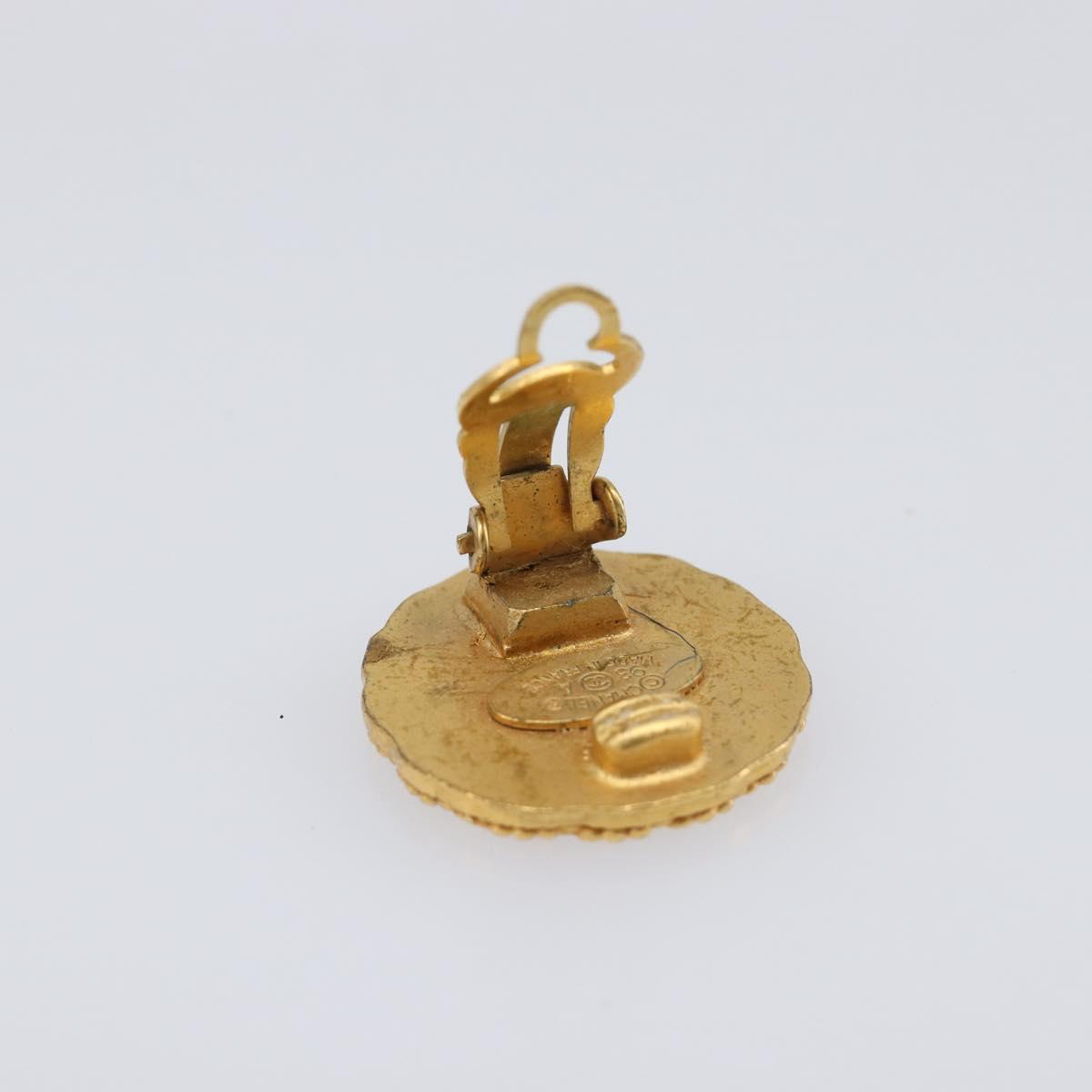CHANEL Earring Metal Gold Tone CC Auth 204667V