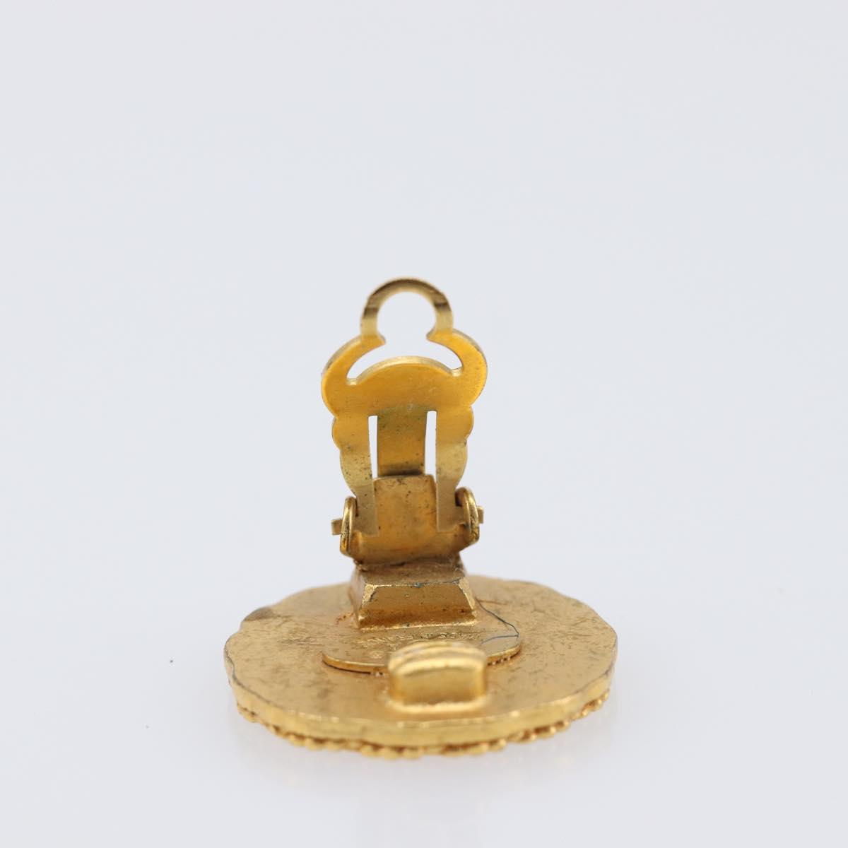CHANEL Earring Metal Gold Tone CC Auth 204667V