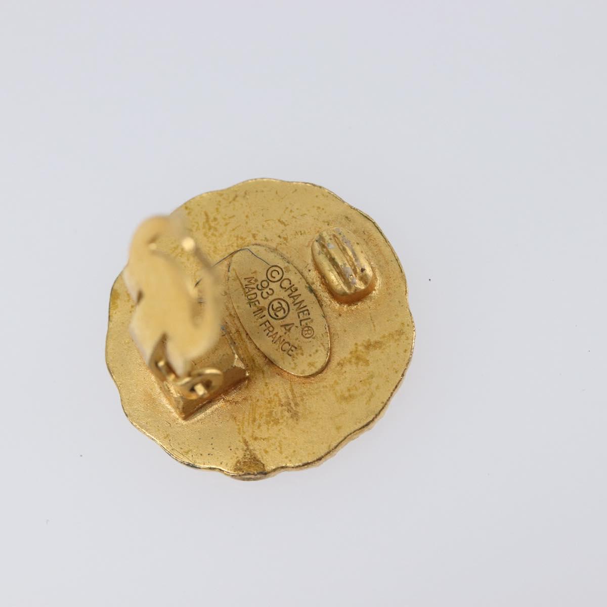 CHANEL Earring Metal Gold Tone CC Auth 204667V