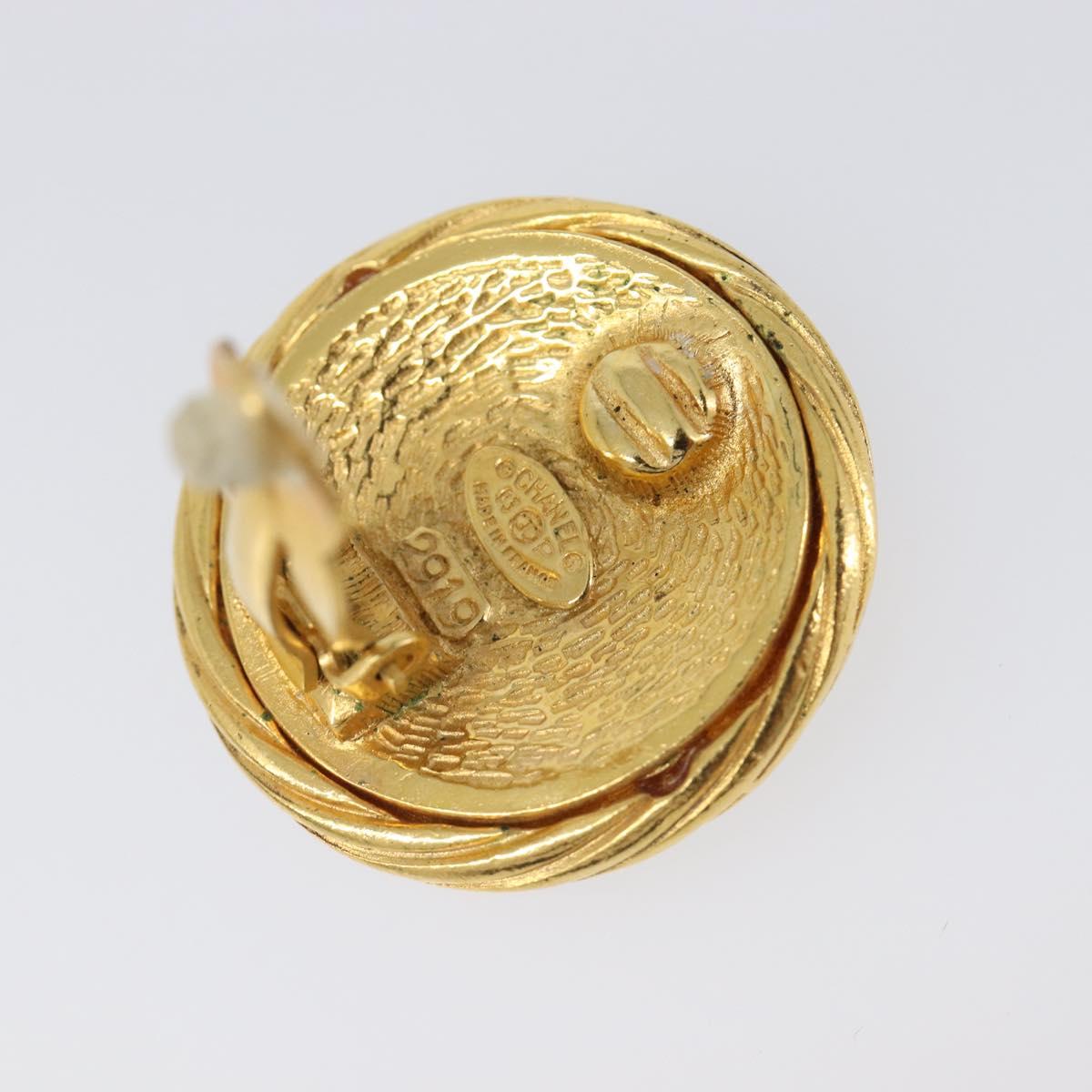 CHANEL Earring Metal Gold Tone CC Auth 204668