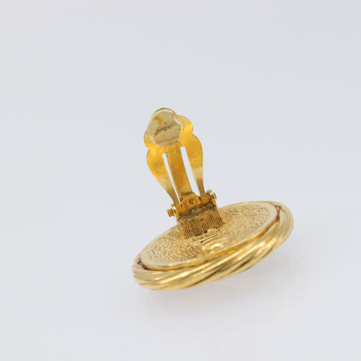CHANEL Earring Metal Gold Tone CC Auth 204668