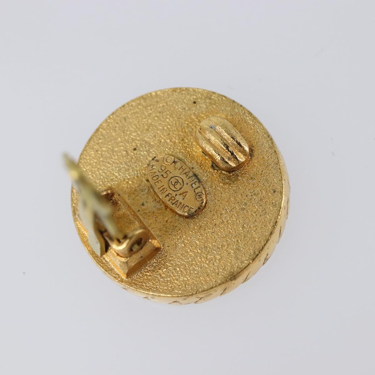 CHANEL Earring Metal Gold Tone CC Auth 204673V