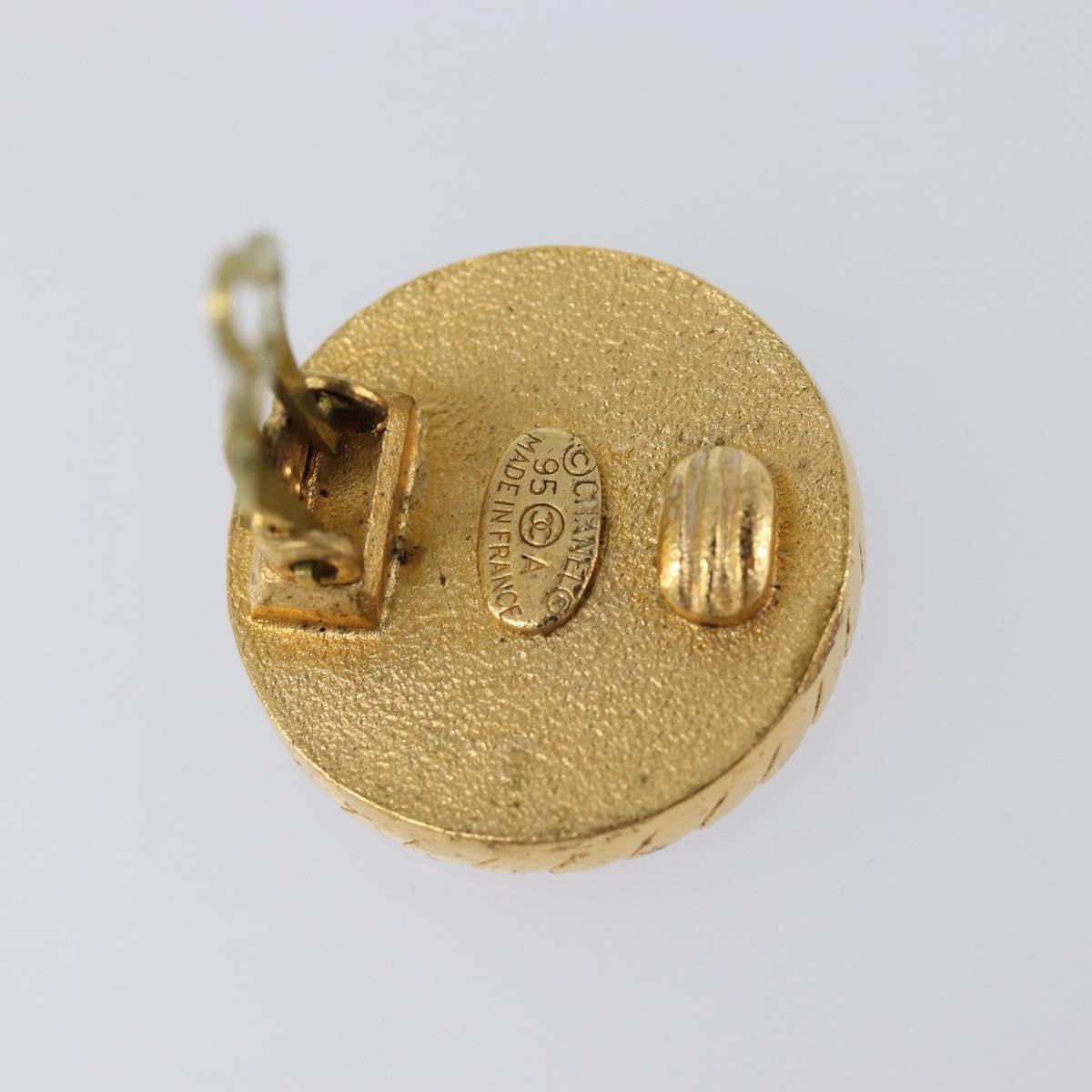 CHANEL Earring Metal Gold Tone CC Auth 204673V