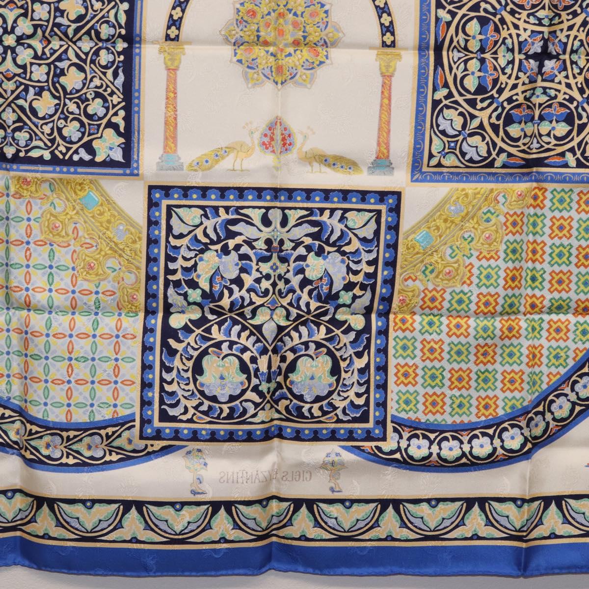 HERMES Carre90 Scarf Silk ""CIELS BYZANTINS"" Blue Auth 204698M